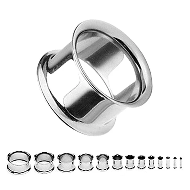 1 Pair Steel Simple Double Flared Flesh Tunnel Ear Plug Expander Snug Trumpet