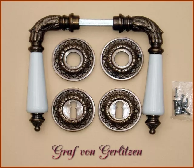 Rosetten Jugendstil BB Messing Tür Griffe Türgriffe Türklinke Beschläge R33A