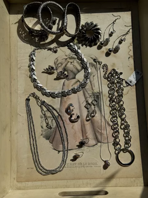 Vintage To Now Silver Tone Mixed Costume Jewelry Lot 13 PIECES