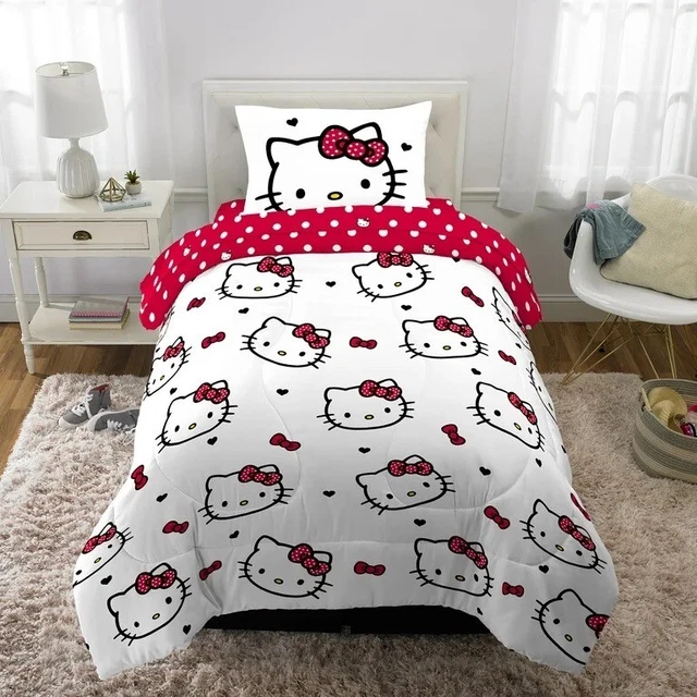 HELLO KITTY KIDS Full Bed in a Bag, Comforter Sheet Set and Bonus Tote