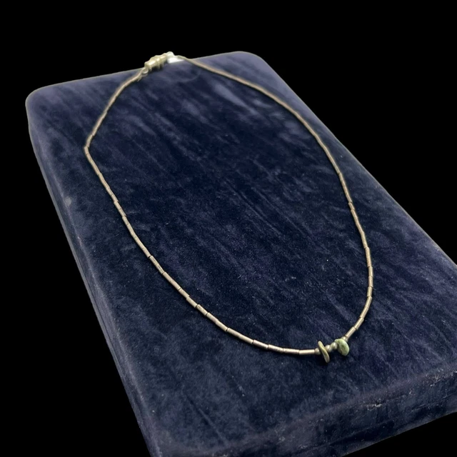Antico Vintage Argento Sterling Nativi Liquido Cascata Turchese Collana 4.1g