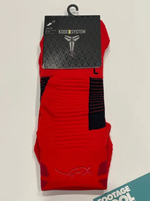 2013 Nike Kobe 8 System Elite Cushioned Dri-Fit Low-Cut Socks Mamba Red Black L