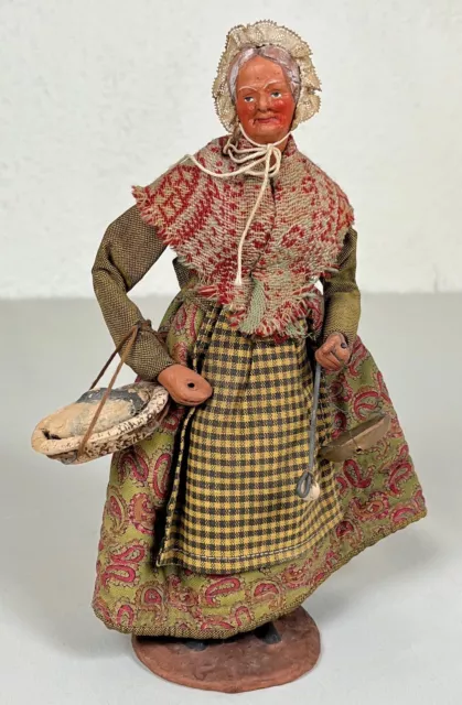 Ancien vintage très jolie santon provençal en terre cuite Jouglas paysanne