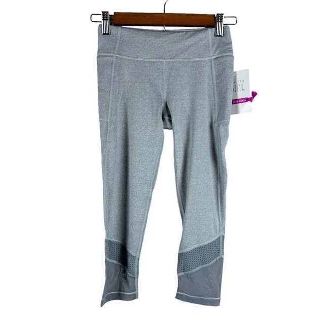 Athleta Girl Gray Cropped Refuel Mesh Capri Leggings Size 12