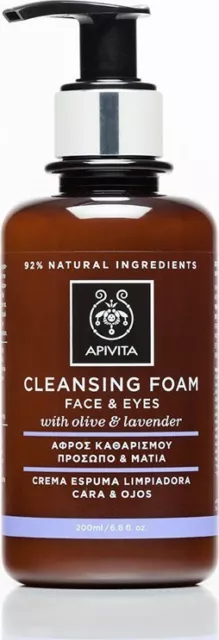 Apivita Foam Cleanser Face & Eye with Olive & Lavender, 200ml