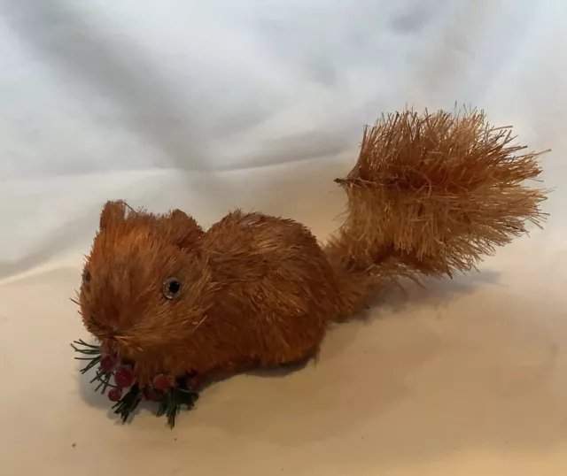 Vintage Straw Squirrel Christmas Decor 1970’s Or Older