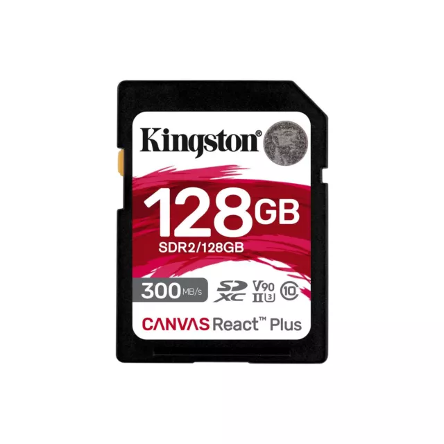 KINGSTON 128GB Canvas React Plus SDXC UHS-II 300R/260W U3 V90 for Full HD/4K/8K