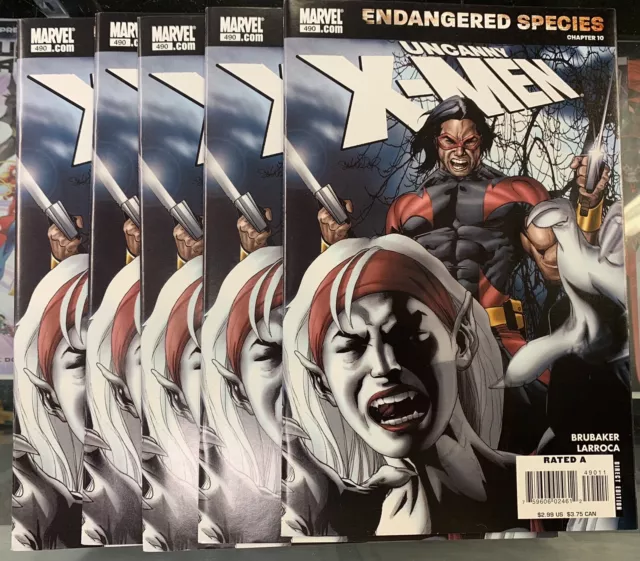 5 LOT UNCANNY X-MEN #490 "Endangered Species (Chapter Ten)"  (2007) VF-NM