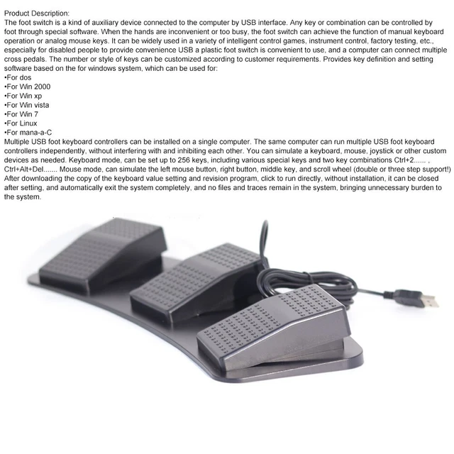 Pédale USB Triple - Multifonction Ergonomique, Contrôle Transcription, Jeu, Multimédia, Support Confort Pieds