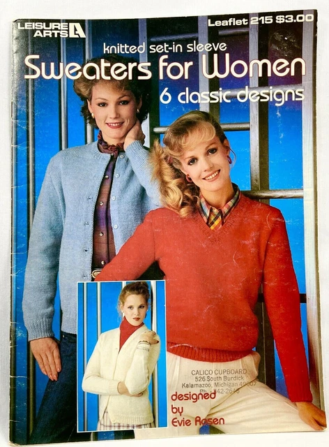 Suéteres para mujer LeisureArts 1982 de punto con mangas 215 patrón libro 10816