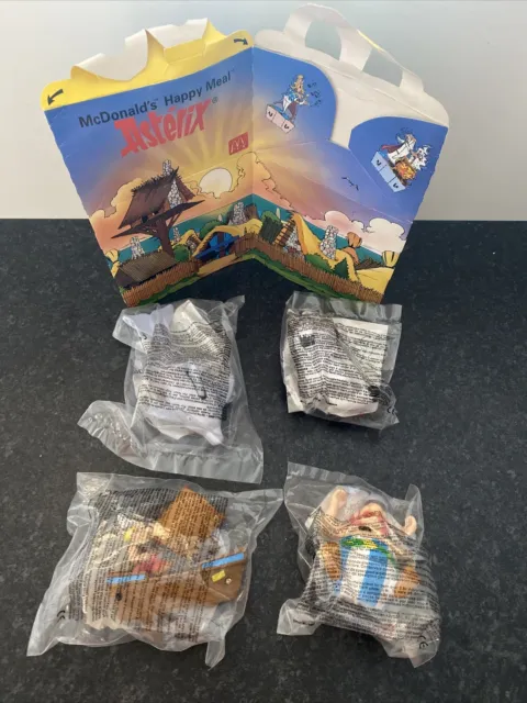 McDonalds Asterix Set Of 4 Figures + Happy Meal Box New Collectible Vintage 1994