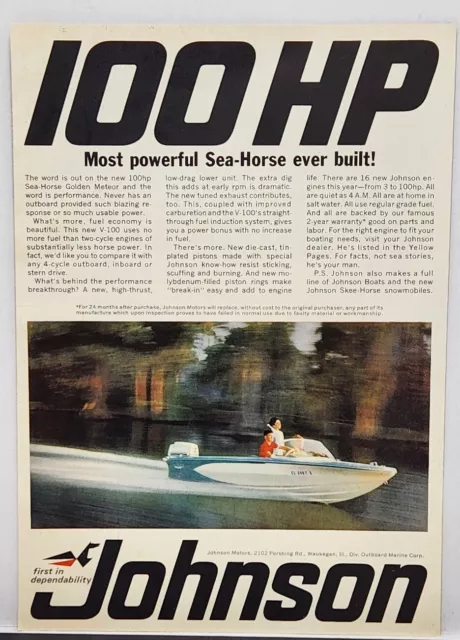 1966 Johnson Motors Sea Horse Golden Fishing Boats Print Ad Waukegan Illinois