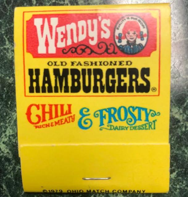 Wendys Matchbook 1979 Restaurant Matches Chili Frosty Vintage Unused Collectible