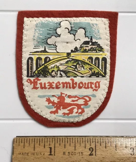 Luxembourg LU Adolphe Bridge Souvenir Embroidered Red Felt Patch