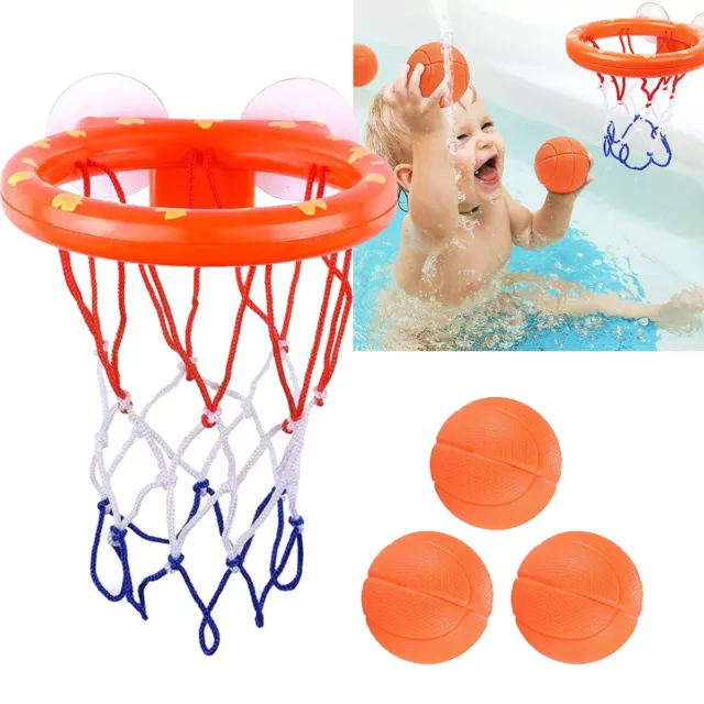 Kids Bath Toy Suction Cup Basketball Hoop& 3 Balls Set Baby Play Water Game Toy