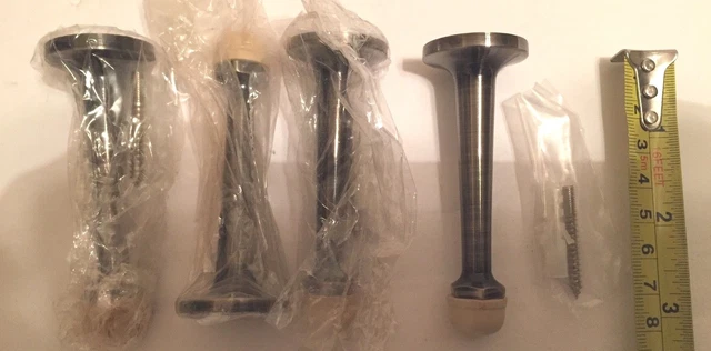 Deltana Brass Door Stops (4) 3 1/4" BDS 30U 15A rubber tips-Satin Nickel Finish