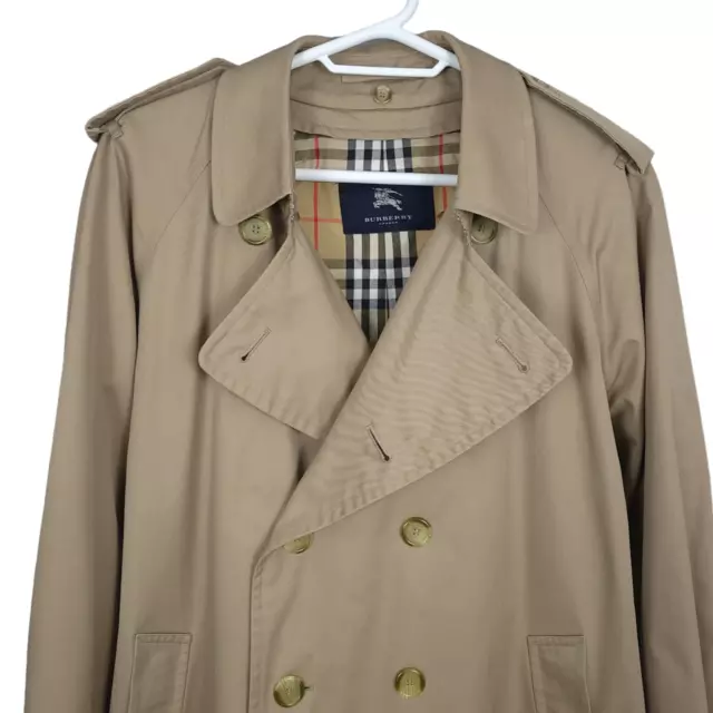 BURBERRY Men's Trench Coat Size 44R Khaki Tan Double Breasted Belted Classic 2