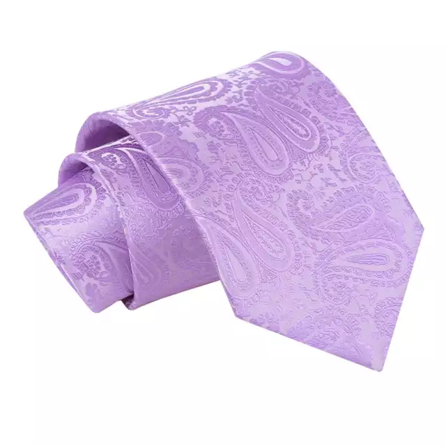 Lilac Tie Woven Floral Paisley Mens Classic Wedding Necktie by DQT