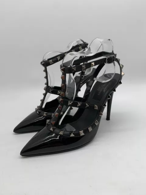 Valentino Garavani Caged Rockstud shoes EU 37 UK 4 black patent leather heels
