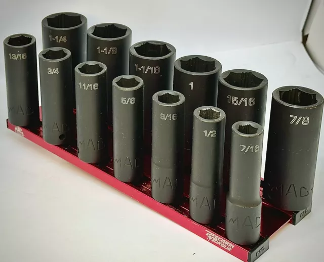 MAC Tools 13-PC. 1/2" Drive SAE Deep Impact Socket Set (6 Point) SVDP136BRPT
