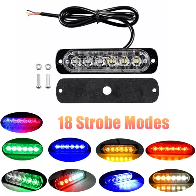 6LED Auto Warnlicht Frontblitzer Stroboskoplicht Blinklicht Warnleuchte 12V-24V