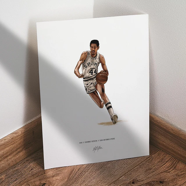 GEORGE GERVIN POSTER San Antonio Spurs Basketball Illustration