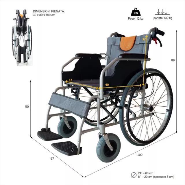 LIGERA fauteuil roulant manuel pliable aluminium pour personne agé ou handicapée 2