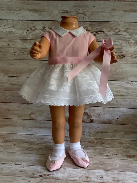 Chatty Cathy Inspired Reproduction Pink Velvet & Lace Dress OOAK Chatty Cathy Inspired Reproduction Pink Velvet & Lace Dress OOAK
