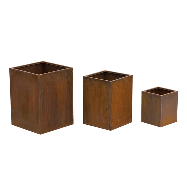 Pots de fleurs Pot de fleur extérieur Lot de 3 Acier corten Rouge rouille