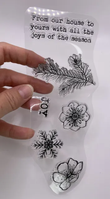 Christmas Rubber Stamp (No Block) Scrapbook Card Making Snowflake Joy