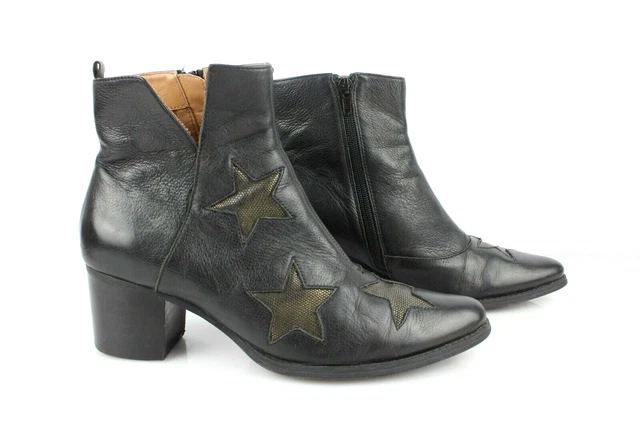 KARSTON Bottines cuir noir et doré Etoile T 39 Bon état