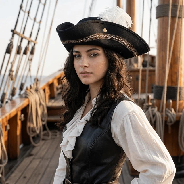 COSPLAY PIRATE HAT Captain Hat Vintage Tricorn Hat Costume Photography ...