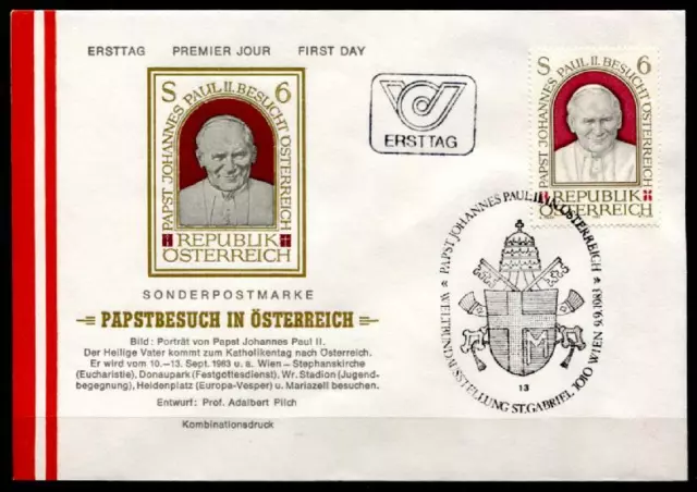 Besuch von Papst Johannes Paul II in Österreich. FDC. Österreich 1983