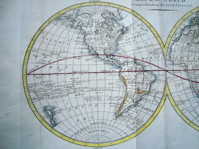 Weltkarte Amerika USA Europa Italien China Rußland  Kupferstich Landkarte 1780 3