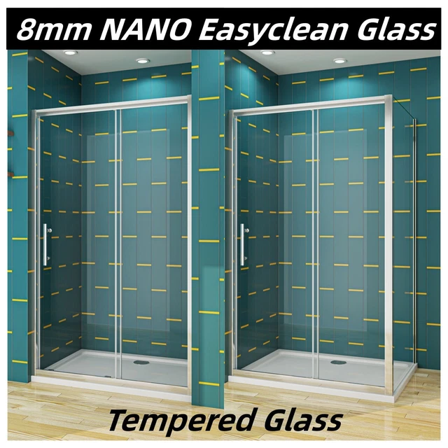 SLIDING SHOWER DOOR 6/8mm Glass Cubicle Screen Shower Enclosure Side