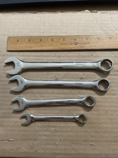 Lot of 4 Metric Combination 12 Point Wrenches #’s 11,14,17 & 19 Made In Taiwan !