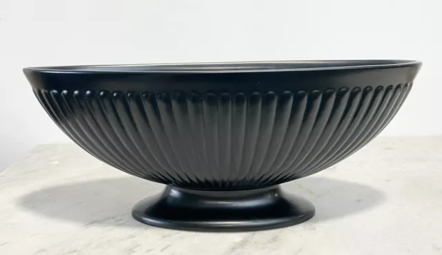 WEDGWOOD LARGE BLACK RIBBED VASE / PLANTER 31.5 cm Classical English