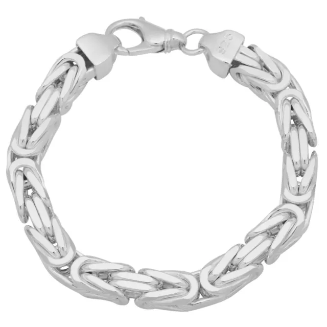 Bracelet Massif 10mm 925 Sterling Argent Poli Polissage Diamanté Femmes Hommes