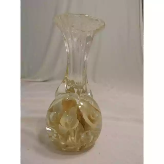 Vintage Art Glass Maude & Bob St. Clair 1978 Cream /Taupe Bud Vase Paperweight