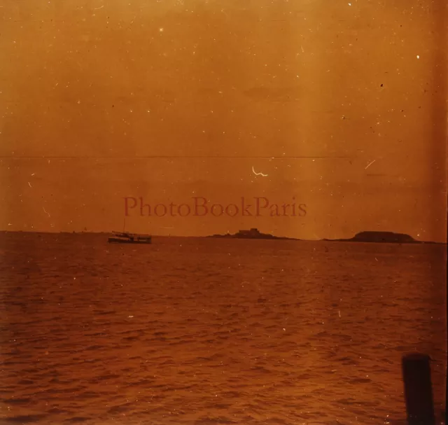 FRANCE Sea Landscape Photo Stereo Glass Plate Vintage P29L9n9