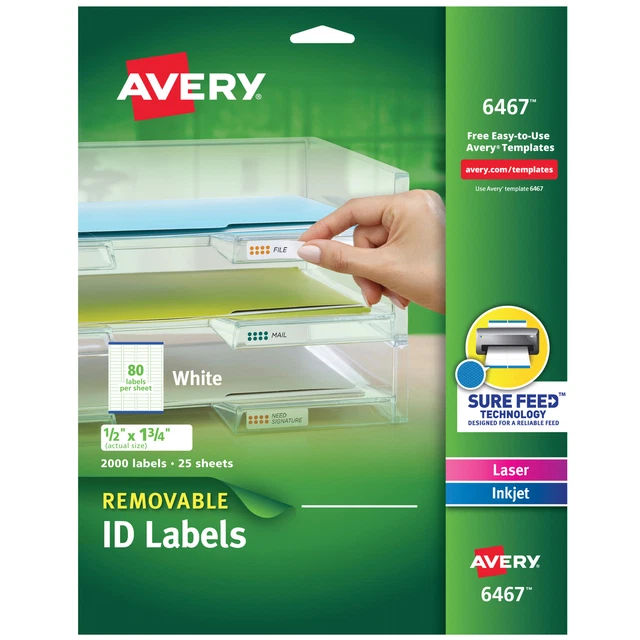 Laser/Inkjet Labels,Removable, 1/2"x1-3/4",2000/PK,WE