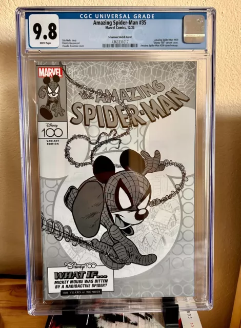 What If Amazing Spider-Man #35 1:100 B&W Sciarrone Disney Variant Cgc 9.8 2023