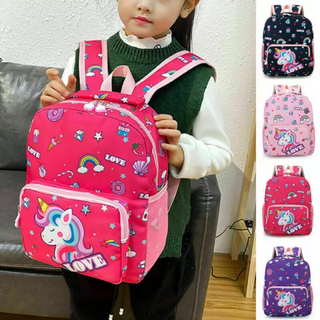 Kids Girls Backpack School Bags Cartoon Unicorn Rucksack Travel Shoulder Bags