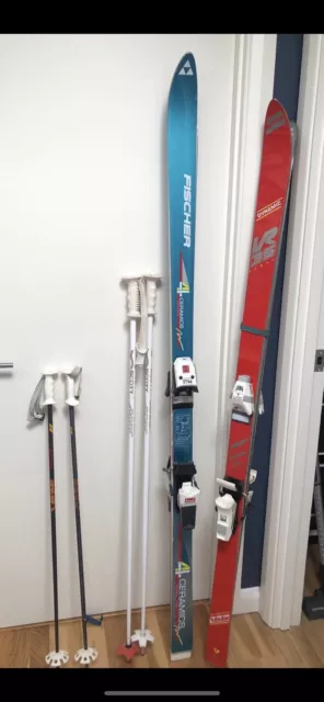 2 X Sets Of Vintage 1980s Skis And Ski Poles