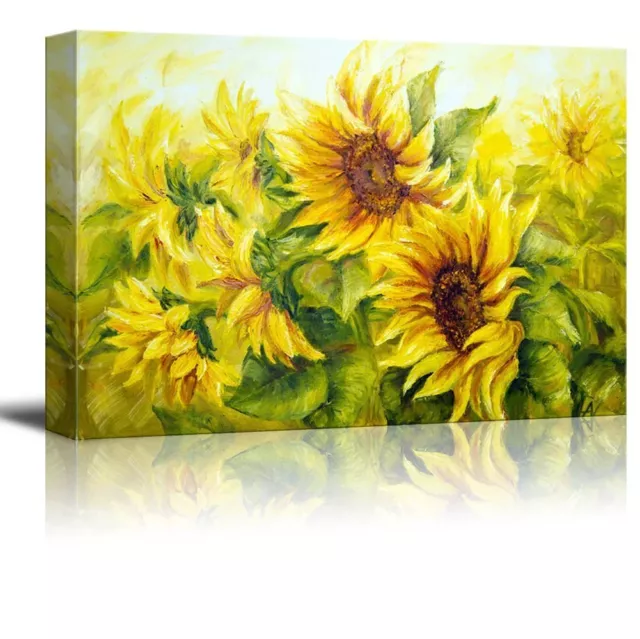 Wall26 Canvas Prints Wall Art - Sunflowers in Oil Painting Style - 12" x 18"