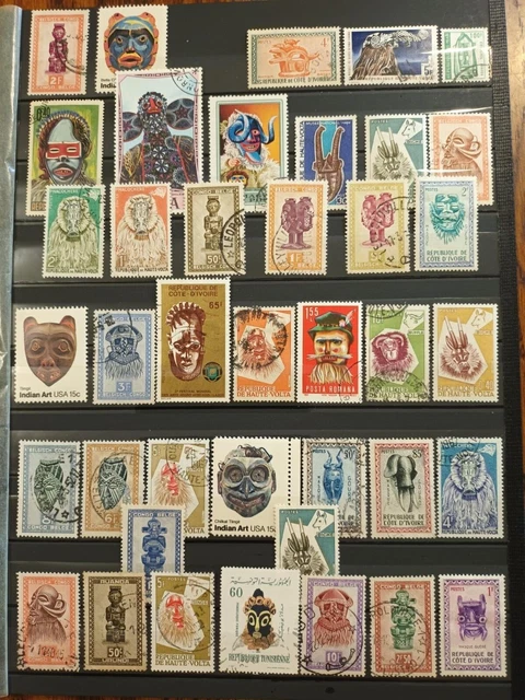 Lot de 40 Timbres Thématique "Masques" (THE 46)