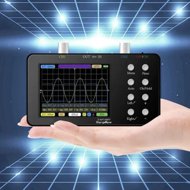 Oscilloscopio ultra portatile a doppio canale larghezza di banda 10 MHz con batteria 2500 mAh