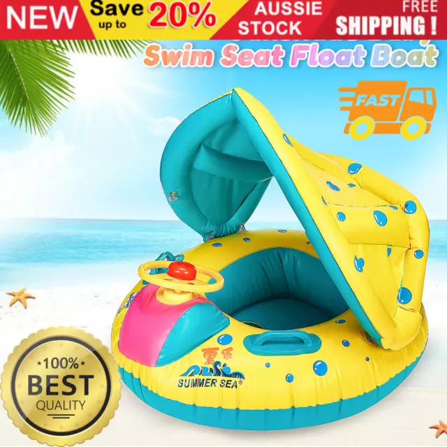 Smart Inflatable Baby Float Seat Boat Ring Adjustable Sunshade Protect Swim Pool