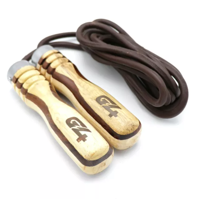 G4 Leather Jump Skipping Speed Rope Gym Adjustable Fitness Wood Handle Boxing