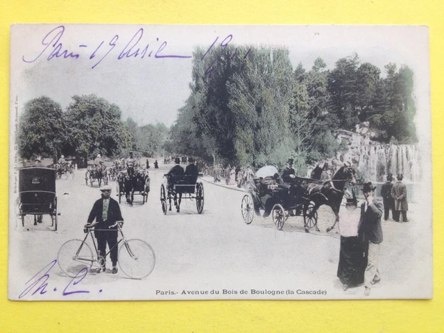 cpa PARIS 1901 Avenue du BOIS de BOULOGNE, La CASCADE Belle Animation